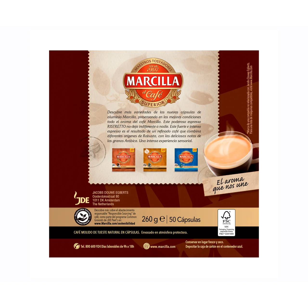 Café cápsulas ristretto I12 50 uds. 260 gr.