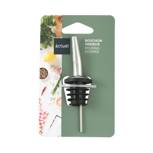 Tapón vertedor para vino de acero inoxidable/silicona, ACTUEL.