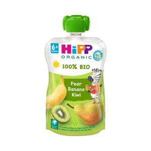 Imagen de HIPP Organic Bolsita de fruta ecológico (pera, plátano y kiwi) a partir de 6 meses 100 g.