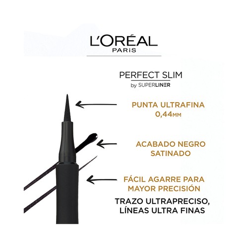 L´ORÉAL PARIS Perfect slim  tono 01 Intense black  Eyeliner líquido ultra preciso, con punta extrafina y de larga duración 24h.