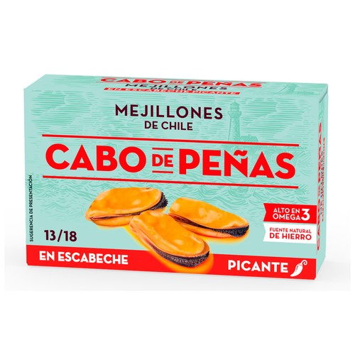 CABO DE PEÑAS Mejillones chile picante 13/18 piezas 69 g.