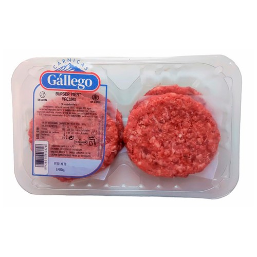 CÁRNICAS GALLEGO Burger meat de vacuno 4 x 100 g.