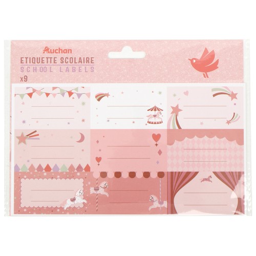 Set 9 School Labels Fantasy assorted designs Carrusel posit. ALCAMPO
