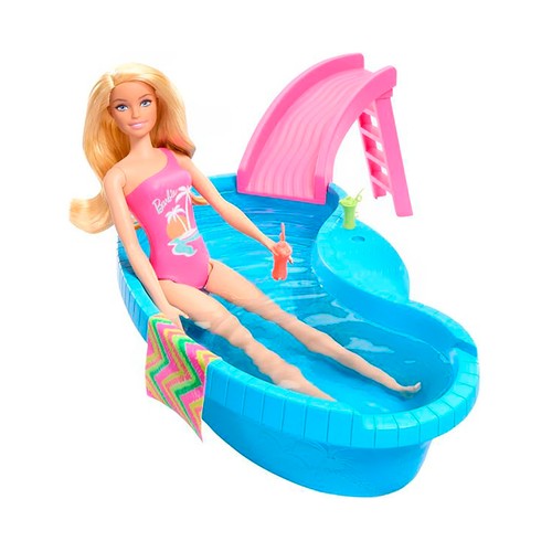 Muñeca BARBIE rubia con piscina.