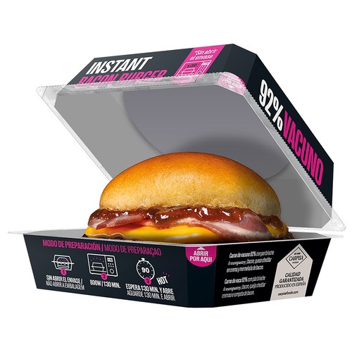 BROOKLYN TOWN Instant Bacon burger con un 92% carne de vacuno 210 g.