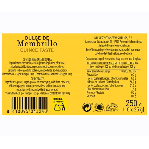 HELIOS Membrillos 10 uds. 250 g.