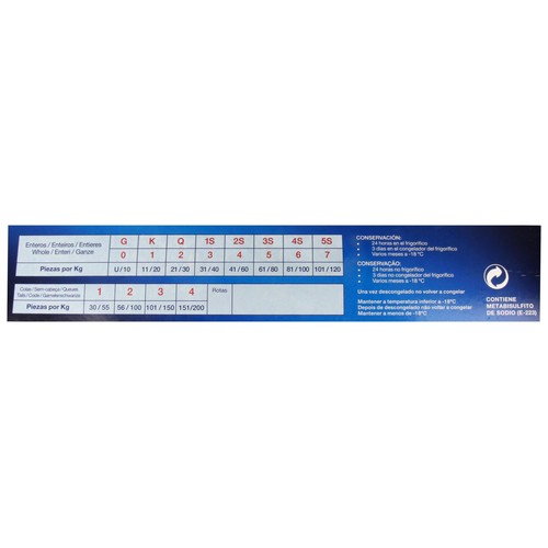KRUSTASUR Gambones crudos 20/30 piezas KRUSTASUR 2 kg.