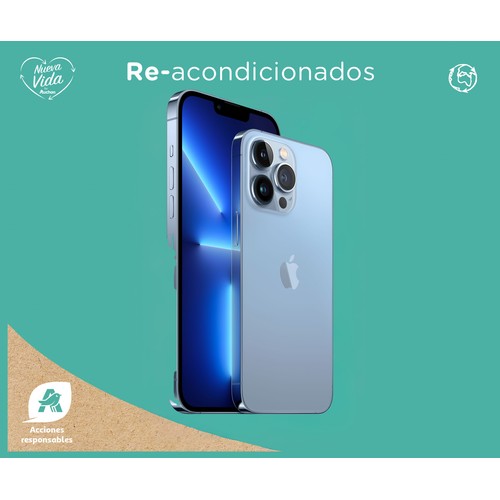 iPhone 13 Pro 128GB Reacondicionado, color grafito, pantalla 6,1", chip A15 Bionic, triple cámara 12MP, 5G