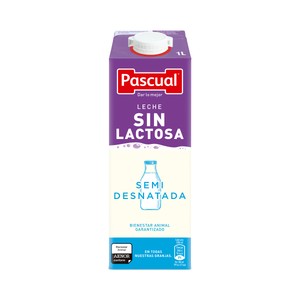 Imagen de PASCUAL Leche de vaca semidesnatada y sin lactosa 1 l.
