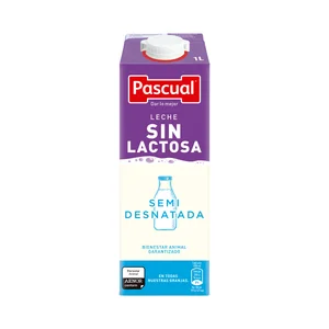 PASCUAL Leche de vaca semidesnatada y sin lactosa 1 l.