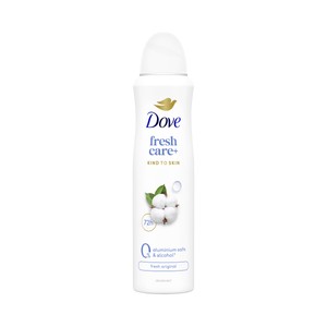 DOVE Fresh care+ Desodorante en spray para mujer sin alcohol ni sales de alumino 150 ml.