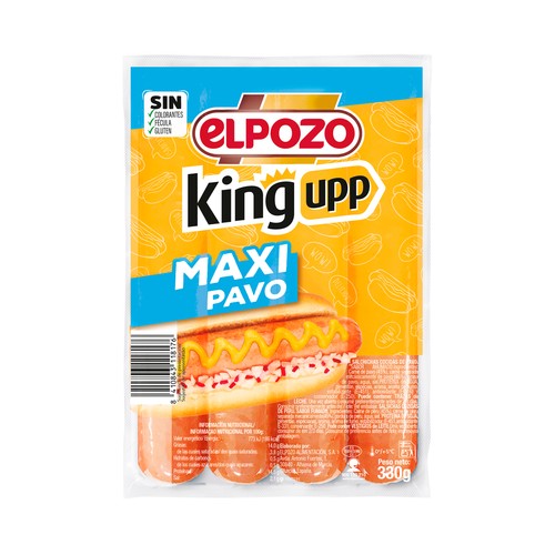 EL POZO Maxi pavo king upp Salchichas cocidas de pavo sabor ahumado 330 g.