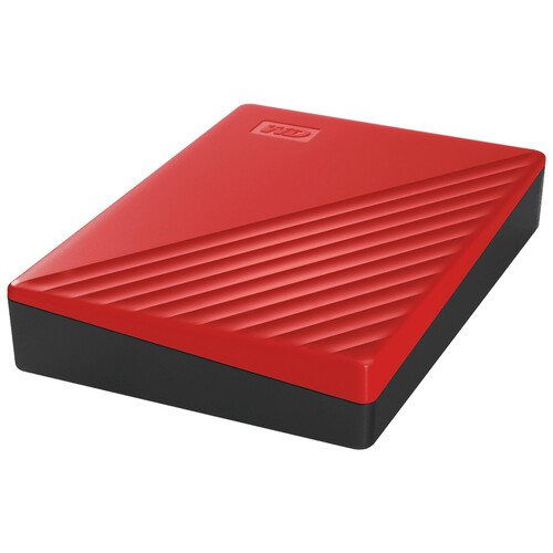 Disco duro externo 2TB WD My Passport rojo, tamaño 2,5, conexión USB 3.0.