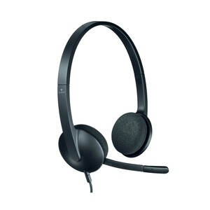 Auriculares tipo diadema LOGITECH USB HEADSET H340 para PC, con cable y micrófono.