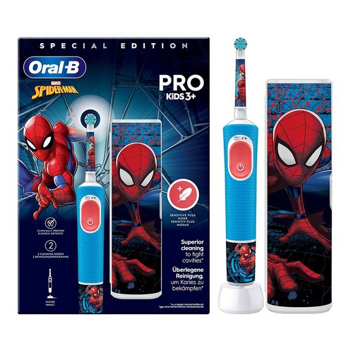 Cepillo de dientes eléctrico infantil ORAL-B Kids Spiderman, filamentos extrasuaves.