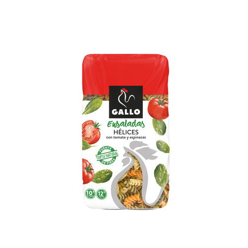 GALLO Pasta hélice con espinacas y tomate GALLO paquete 450 g.