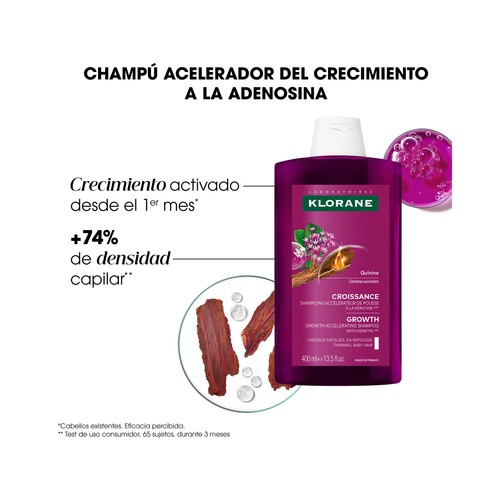 KLORANTE Crecimiento Champú acelerador del crecimiento, para cabello debilitado en crecimiento 400 ml.