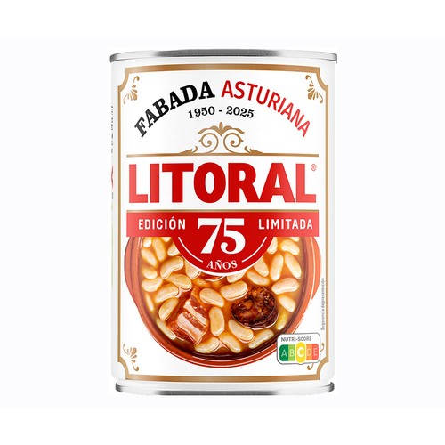 Fabada Asturiana con selectos embutidos asturianos LITORAL lata de 850 g.