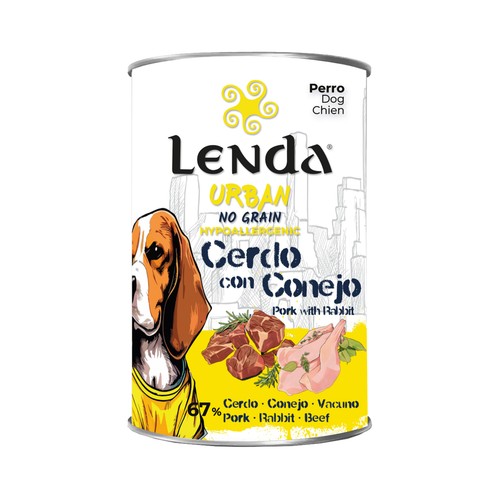 LENDA URBAN Alimento de perro húmedo en lata Cerdo y conejo 400gr