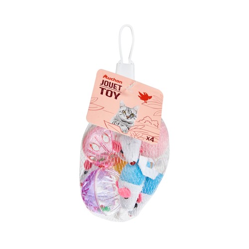 PRODUCTO ALCAMPO Set de 4 juguetes para gatos (ratónes y bolas).