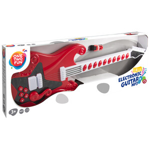 Imagen de Guitarra electrónica con sonido Mp3. Guitarra eléctrica de juguete. ONE TWO FUN ALCAMPO.