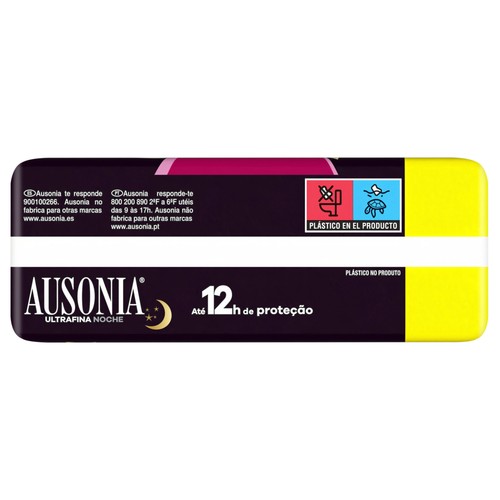 AUSONIA Compresas ultrafinas de noche extra con alas 18 uds.