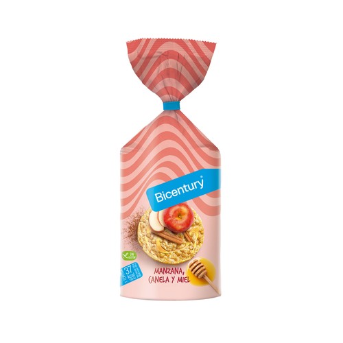 BICENTURY Tortitas de maíz, manzana, canela y miel 134 g.
