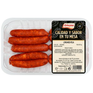 Imagen de EMCESA Bandeja de longanizas frescas rojas elaboradas sin gluten
