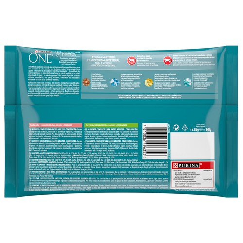 PURINA One Comida para gatos esterilizados a base de pavo y judías verdes (2) o salmón y zanahorias (2) 4 x 85 g.