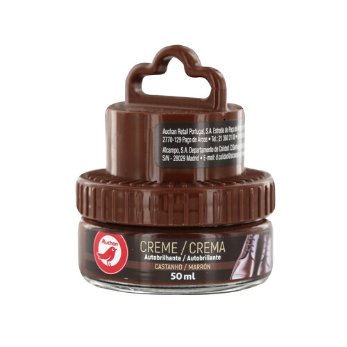 Crema con aplicador autobrillante para calzado marrón, 50 ml.