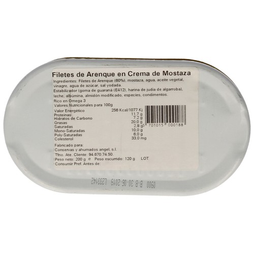 SPINNAKER Arenques con mostaza, ahumados del Norte SPINNAKER 200 g.