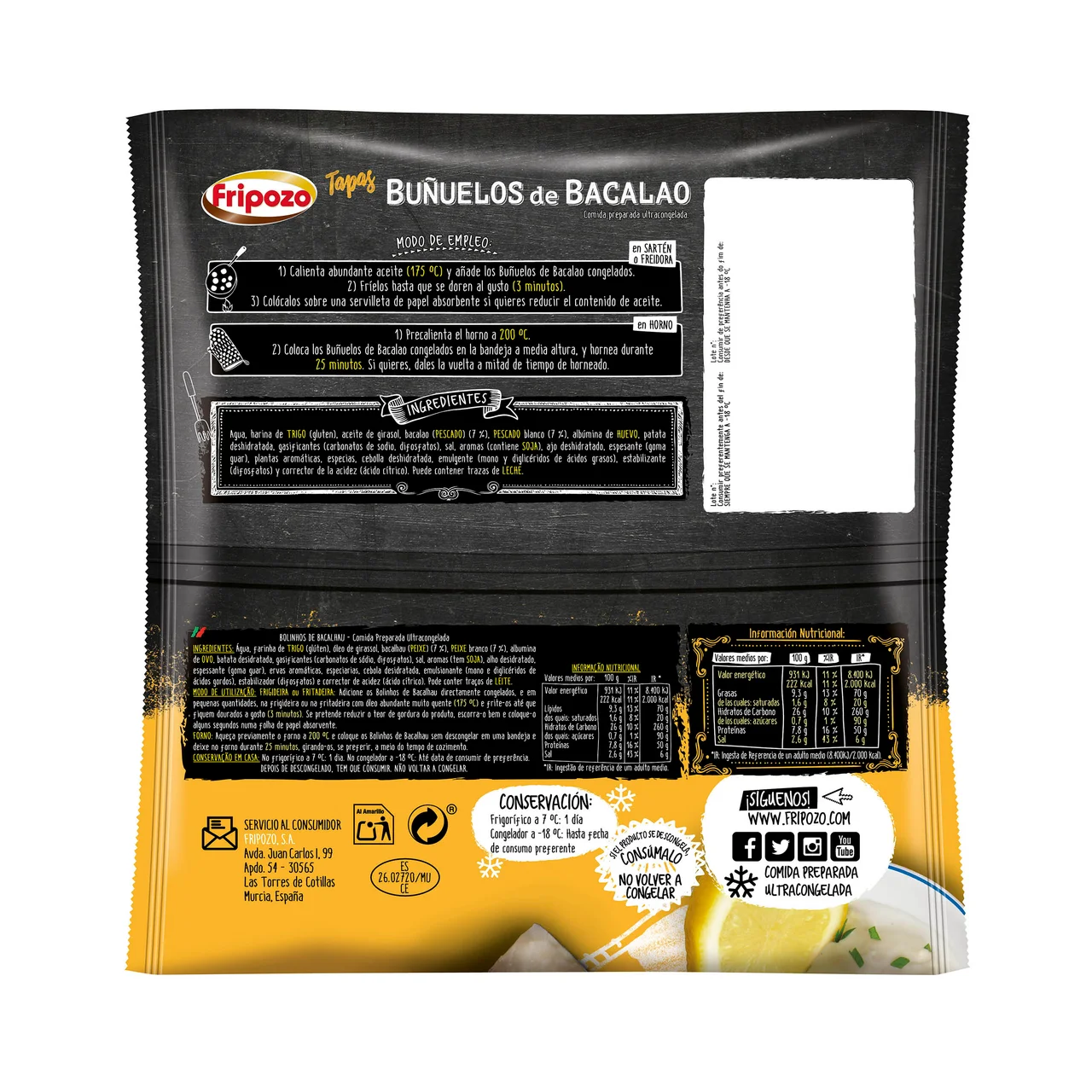 Buñuelos de bacalao congelados Tapas 500 g.
