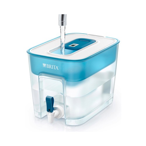BRITA Depósito filtrante Flow XXL (8,2 l) incl. 1x cartucho MAXTRA PRO All-in-1: jarra apta para frigorífico con  digital y tapa deslizante, reduce el cloro, la cal y las impurezas.