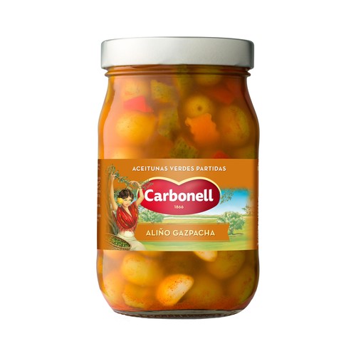 CARBONELL Aceitunas con aliño gazpacha 450 g.