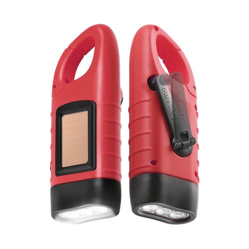 Linterna LED con manivela y solar para emergencia. ROLMOVIL.