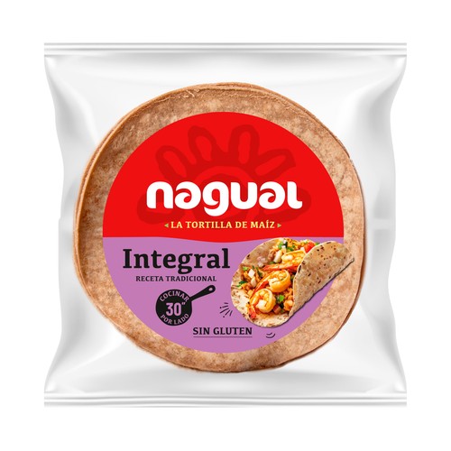 Tortillas Mexicanas con maíz integral sin gluten NAGUAL La Tortilla Mexicana 8 uds. 200 g.