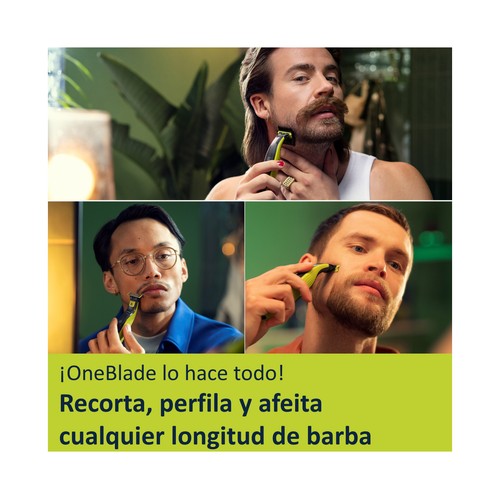 PHILIPS Oneblade 360_cara Maquinilla que recorta, perfila y afeita cualquier longitud de barba.
