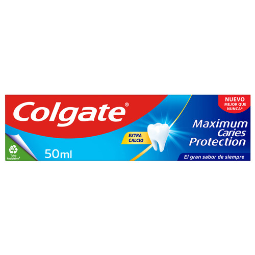 Pasta de dientes con flúor, calcio y protección contra las caries, sabor tradicional COLGATE Protection caries 50 ml.