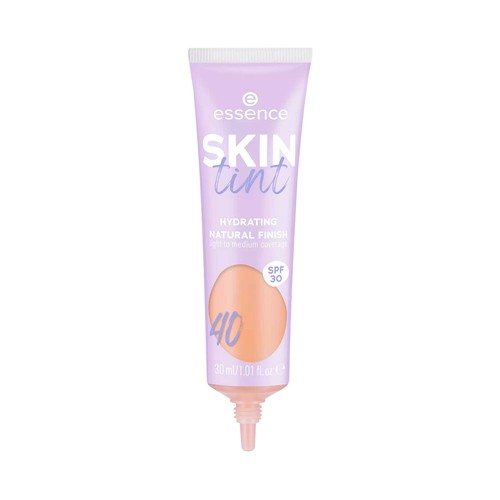 ESSENCE Skin tint tono 40 Tinte para piel hidratante, cobertura ligera a media y FPS 30.