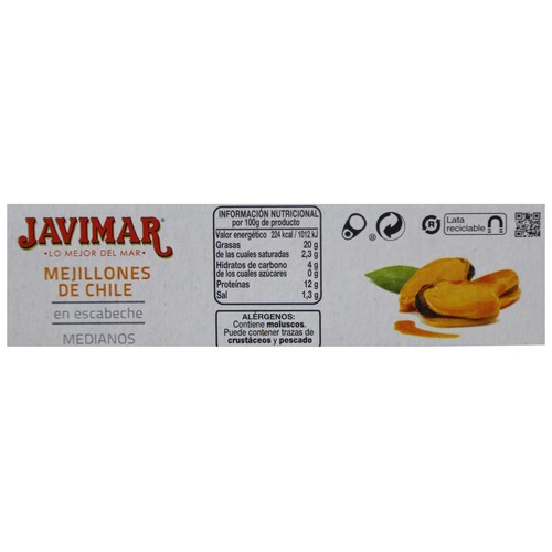 JAVIMAR Mejillones de chile en escabeche 8/12 68 g.