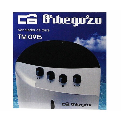 Ventilador de torre ORBEGOZO TM 0915, potencia 30W, 2 velocidades, oscilante, altura 38cm.
