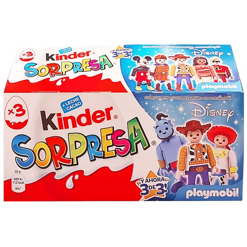 KINDER Sorpresa Huevos de chocolate con leche pack de 3 uds. 20 g.