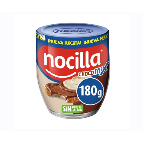 Imagen de Doble crema de cacao y leche con avellanas, dos sabores, sin aceite de palma NOCILLA 180 g.