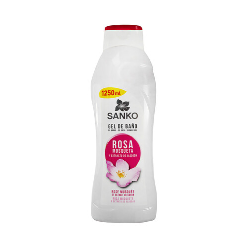 SANKO Gel de baño o ducha con aceite de rosa mosqueta y extracto de algodón SANKO 1250 ml.