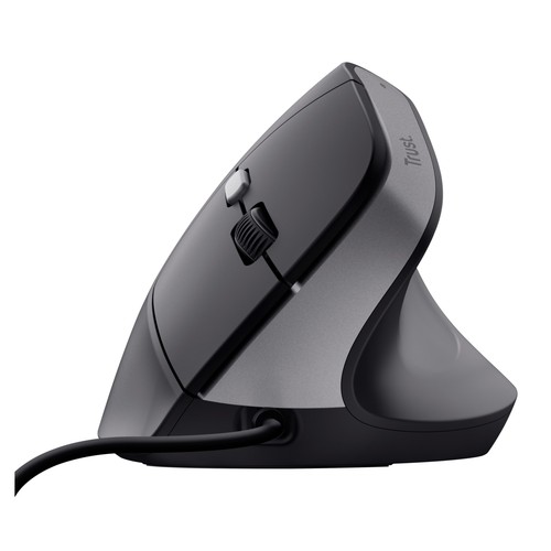 Ratón ergonómico óptico con cable TRUST Bayo II, color negro.
