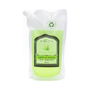 Imagen de BECASAN NATURE Recambio de jabón de manos con extractos naturales de aloe vera y orquidea BECASAN Nature 500 ml.