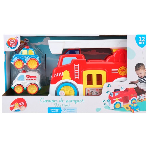 Vehículo Vroom Vroom Camión de Bomberos, ayuda al desarrollo de la imaginación +12 Meses ONE, TWO FUN Baby