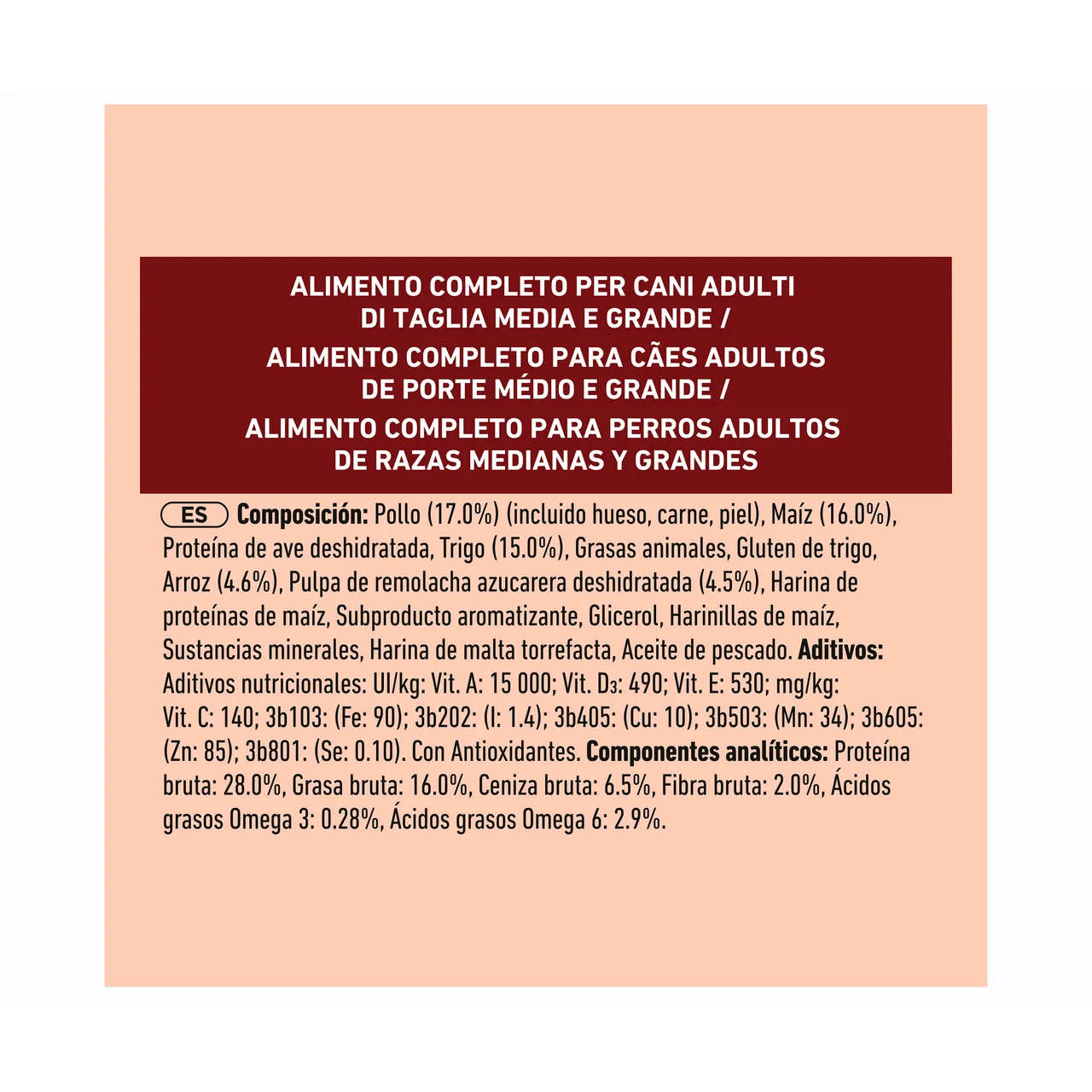 Alimentación de perro medium-maxi active pollo 2,5 kg.