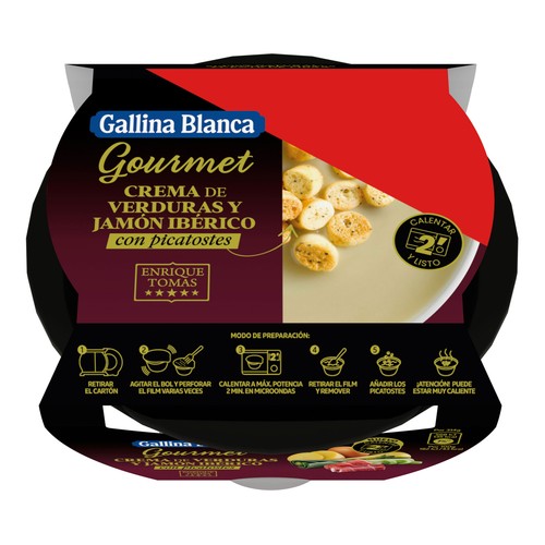 GALLINA BLANCA Gourmet Crema de verduras y jamón ibérico (Enrique Tomas) con picatostes 300 g