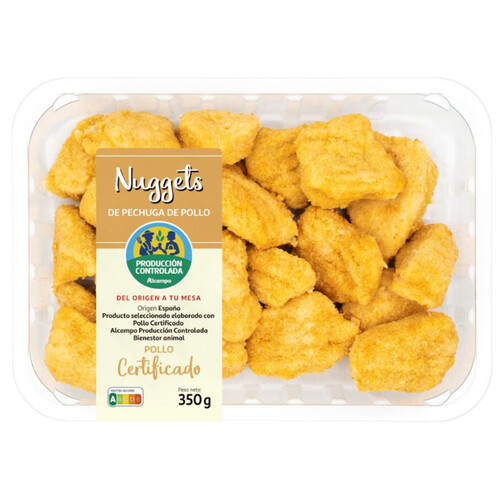 ALCAMPO CULTIVAMOS LO BUENO Bandeja de nuggets (trocitos de pechuga de pollo empanada)  350 g.